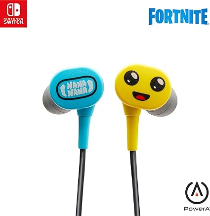 PowerA Wired Earbuds for Nintendo Switch – Fortnite Peely, 3.5 mm, Wired, Officially Licensed, Bonus Virtual Item and Matching Peely Drawstring Bag Included