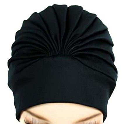 Polyester Latex Lined Pleated Women’s Swim Bathing Turban ( Available in 6 colors)