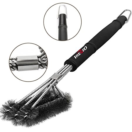 Grill Brush IREGRO BBQ Grill Brush 3 in 1, 360°Cleaning PP Heat Insulation Handle, Long Lasting Woven Stainless Steel Wire Bristles, Cleaner Cooking Grates Racks and Burners, Durable and Effective