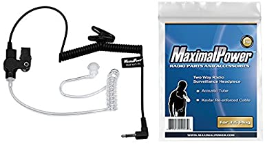 MaximalPower RHF 617-1N 3.5mm RECEIVER/LISTEN ONLY Surveillance Headset Earpiece with Clear Acoustic Coil Tube Earbud Audio Kit For Two-Way Radios, Transceivers and Radio Speaker Mics Jacks