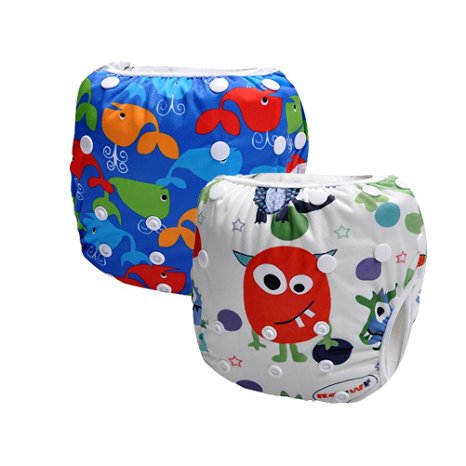 Storeofbaby 2pcs Baby Swim Diapers Adjustable Washable Reusable (Pack of 2)