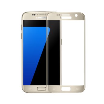Vmax Samsung S7 Full Screen Protector, 3D Curved Tempered Glass with Edge-to-Edge Coverage Anti-scratch and HD Clear-Gold