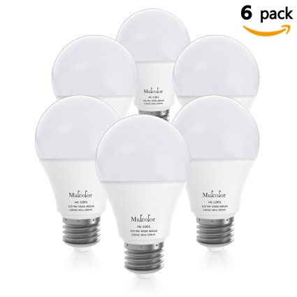 LED Globe Bulbs, A19 Bulbs / Light Bulbs / LEB Bulbs / Led Globe Lamps / Led Bulbs Indoor, 60 Watt Equivalent   800 Lumens   E26 Socket   Soft White (3000K) , Not Dimmable 【Pack of 6】