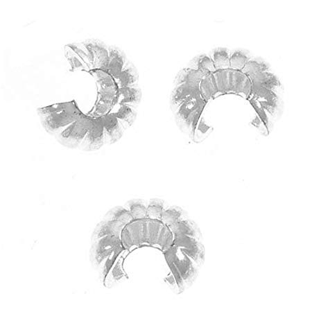 Silver Plated Fluted Crimp Bead Covers 4mm (144)