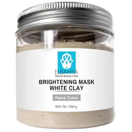 White Clay Organic Brightening Facial Mask 250g88 Fl Oz - Clay Deep Pore Cleansing Pull Toxins Out of the Skin Improves Skin Complexion Safe for Use on Dry and Delicate Skin