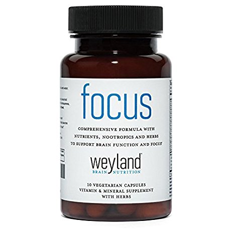 Focus Support Supplement with Vitamins, Minerals and Herbs (10 Vegetarian Capsules)