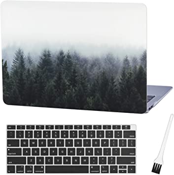 MacBook air 13 Inch A1932 Forest Plastic Laptop Hard Shell Cover Sleeve Matte Rubberized (2020 2019 2018 Release, Touch ID) with Silicon Keyboard Cover and Dust Brush-Forest