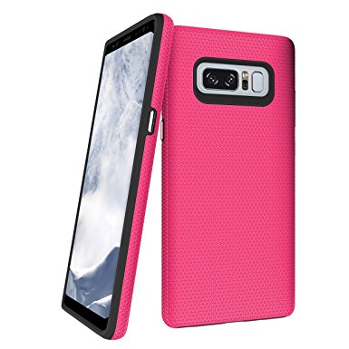 Galaxy Note8 Case,Commuter Series [Shock Absorbing][Anti Scratch] Heavy Duty Dual Layer Rubber Protective Case Cover with Phone Ring Holder Kickstands for Samsung Galaxy Note 8 (2017)- Hot Pink