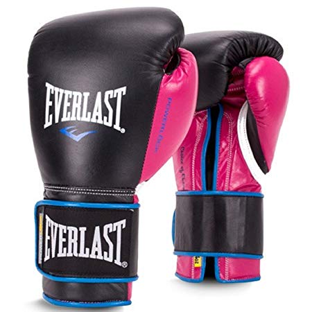 Everlast Women's Powerlock Hook/Loop Gloves, 12 oz, Black/Pink