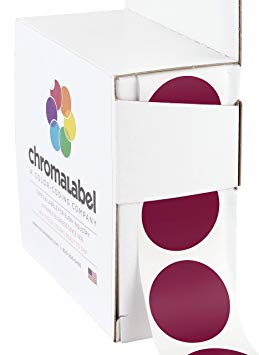ChromaLabel 1 inch Color-Code Dot Labels | 1,000/Dispenser Box (Maroon)