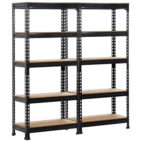 Yaheetech 2 Pack Shelving Units and Storage Shelves Heavy Duty Garage Shelving Shelves Utility Shelves Adjustable Height, 59 inch