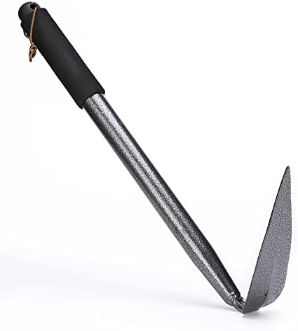 Sungmor Wrought Steel Garden Hand Hoe | 18" x 8" Long Handled Cultivator Weeding Tool with Soft Sponge Grip (A-Pointed Hoe)