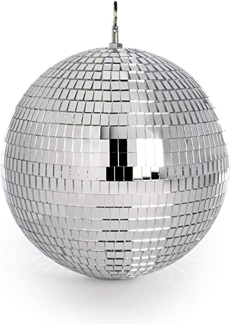 Mirror Disco Ball 20cm | Silver Glitter Ball | Hanging Disco Light | For Kids Parties & Gatherings | Lightweight Mirror Decoration | Pukkr