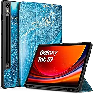 EasyAcc Hülle für Samsung Galaxy Tab S9 FE 10.9 Zoll/ S9 2023 11 Zoll mit S Pen Halter - Ultra Dünn mit Standfunktion Slim PU Leder Schutzhülle, Treibsandmuster