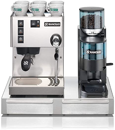 Rancilio Silvia M V6 and Rocky Bar Combo (Silver, Doser with Base)