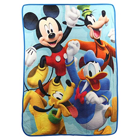 Northwest Kid's Colorful Character Micro Raschel Throw Blanket 46" x 60" (Mickey Mouse Gang)