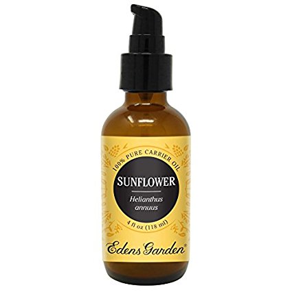 Sunflower Carrier Base Oil for Diluting Essential Oils and Aromatherapy, 4 Ounces, Cold-Pressed, Pure Therapeutic Grade by Edens Garden