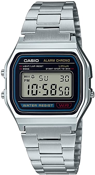 Casio Men's Digital Watch with Stainless Steel Bracelet A158WEA-1EF