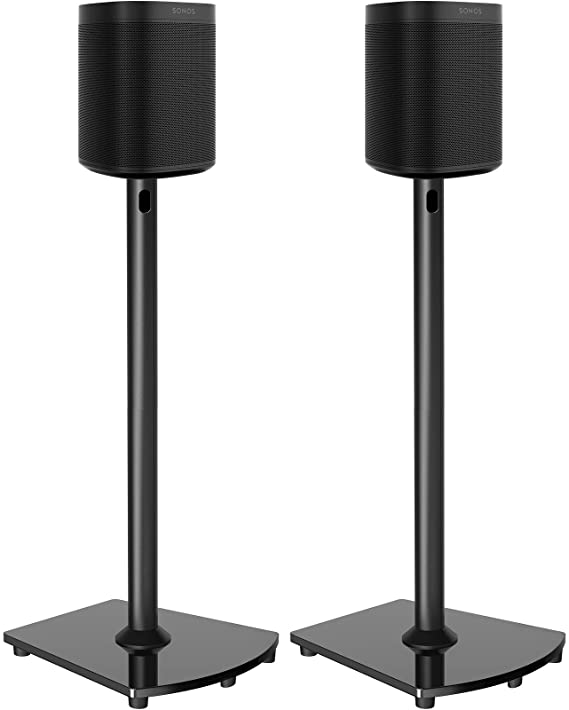 Wireless Speaker Stands Design for Sonos Speakers Pair of Sonos Stand for Sonos One, One SL, Play:1 Play:3 Play:5 Heavy Duty Floor Speaker Mount with Cable Management Black