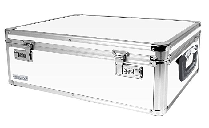 Vaultz Locking Storage Box, 6.5 x 19 x 13.5 Inches, White (VZ00177)