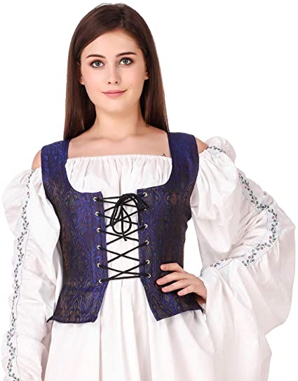 Medieval Wench Pirate Renaissance Cosplay Costume Reversible Peasant Bodice