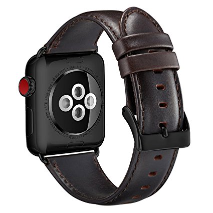 OROBAY For Apple Watch Band 38MM, Genuine Leather iWatch Strap Replacement Wristband with Secure Stainless Matel Buckle for Apple Watch Series 3, Series 2, Series 1, Sport, Edition