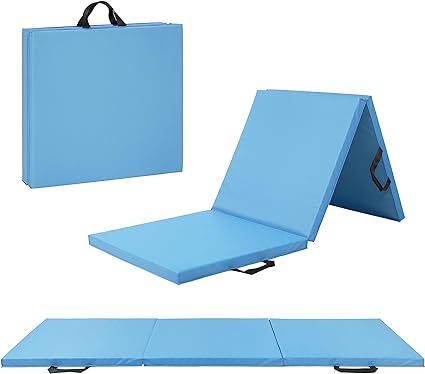 CAP Barbell All Purpose Folding Anti Tear Exercise Training Aerobic Fitness Gym & Gymnastics Balance Mat. 72"L x 24"W x 1.5"Thick. BLUE