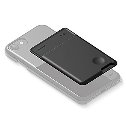 elago Card Pocket [Black] - [Secure Pouch][Non-Toxic Silicone][Ultra Slim] - for iPhone, Galaxy and most smartphones