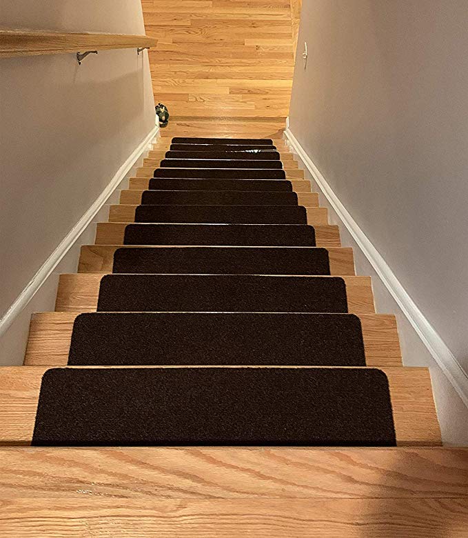 Pet Assist Stair Treads Collection Indoor Carpet Stair Tread with New Strong Skid Slip Resistant Backing (8 inch x 30 inch) (Brown, Set of 15)