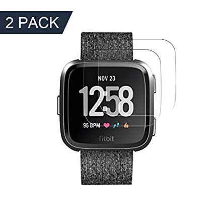 BBInfinite [2-Pack] Fitbit Versa Screen Protector, Waterproof Tempered Glass Screen Protector for Fitbit Versa Smartwatch, [9H Hardness] [Crystal Clear] [Scratch Resist] [No-Bubble]