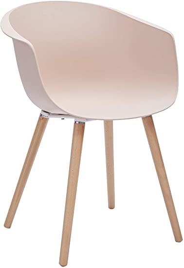 Amazon Brand - Rivet Alva Modern Curved-Back Plastic Dining Chair, 23.2"W, Nude Pink