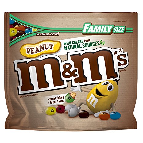 M&M'S Peanut Chocolate Candy With Colors From Natural Sources Family Size 19.2-Ounce Bag
