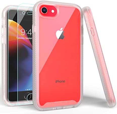 iPhone SE 2020 Case, iPhone 8 Case, iPhone 7 Case with Screen Protector, Shockproof Clear Multicolor Series Bumper Cover for 4.7 Inch iPhone 6/6s/7/8/SE 2020-Matte Clear