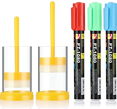 Outus Queen Bee Marking Kit, 2 Queen Marking Cage Tube with 3 Bee Marker Pen for Beekeeper Tool (Red/Green/Blue Pen)