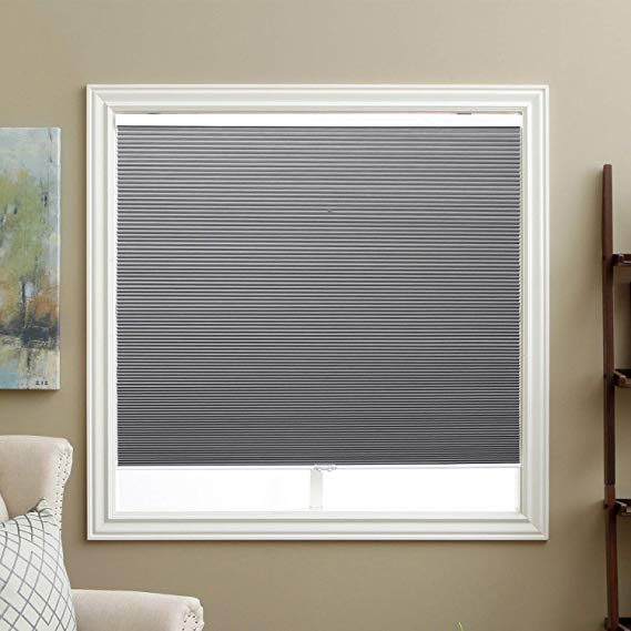SBARTAR Blackout Cellular Shades Cordless Honeycomb Blinds Fabric Window Shades 31" W x 64" H, Cool Silver(Blackout)