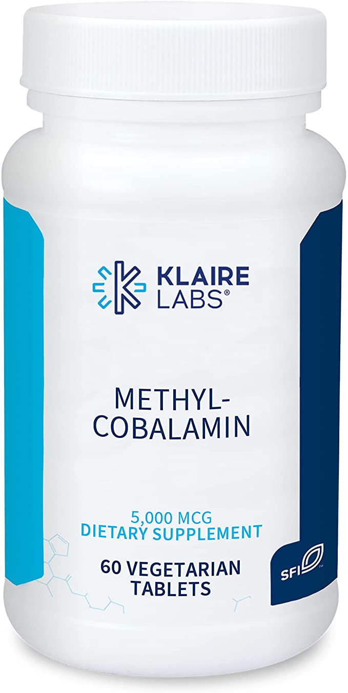 Klaire Labs Methylcobalamin Lozenges - 5000 Micrograms Vitamin B12 for Cognitive & Cardiovascular Support, Hypoallergenic & Natural Cherry Flavor (60 Fast Dissolve Tablets)