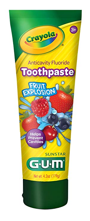 GUM Crayola Anti-Cavity Fluoride Kids Toothpaste, Fruit Explosion, 4.2 Ounce Tube