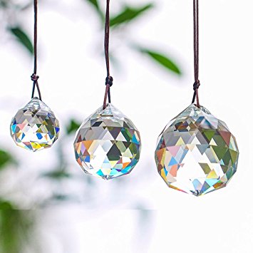 H&D 30/40/50mm Faceted Crystal Ball Chandelier Prisms Ceiling Lamp Lighting Hanging Drop Pendants Wedding Decoration 3pcs (clear-set)