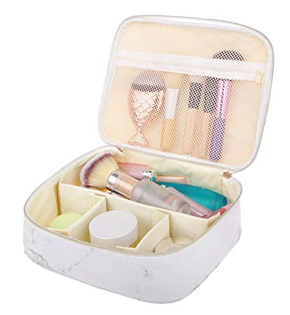 Travel Makeup Cosmetic Case,Portable Brushes Case Toiletry Bag Travel Kit Organizer Cosmetic Bag B Marbly White