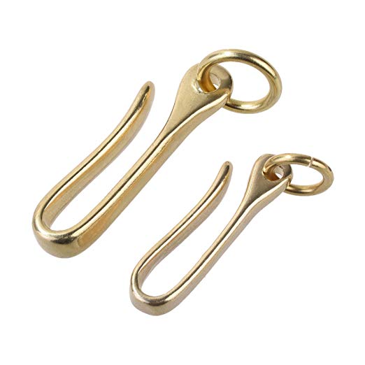 BCP 2pcs Brass Belt Keyring U Hook FOB Clip Biker for Key Chain Wallet Chain