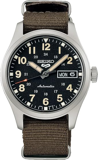 SEIKO 5 Sport SRPJ85 Olive Green Nylon Automatic Watch, Black, Black, Automatic Watch