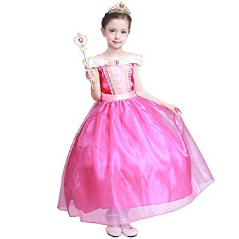 loel Girls New Princess Party Costume Aurora Long Dress