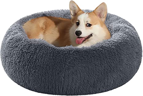 CozyLux Calming Dog Beds for Small Medium Dogs, Anti-Anxiety Round Donut Machine Washable Dog Bed & Cat Bed