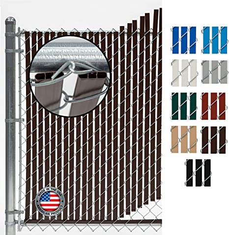 Fence Source Double-Double Bottom Locking Privacy Fence Slat (9 Colors) Double Wall Reinforced with Double Legs Inside - Available for 4’, 5’, 6’, 7’ and 8’ Chain Link Fence (6 ft, Brown)