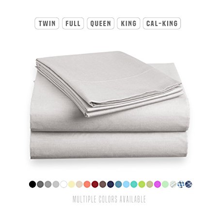 Luxe Bedding Bed Sheet Set - Brushed Microfiber 2000 Bedding - Wrinkle, Fade, Stain Resistant - Hypoallergenic - 4 Piece - Unique Christmas Presents for family (Queen, Silver)