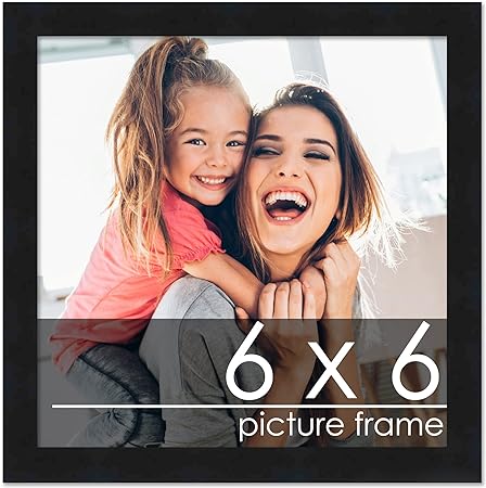 Poster Palooza 6x6 Frame Black Solid Wood Picture Square Frame Includes UV Acrylic, Foam Board Backing & Hanging Hardware