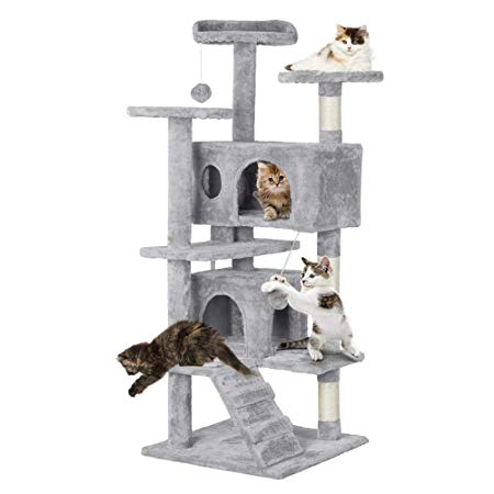 Yaheetech 51" Cat Tree Tower Condo Furniture Scratch Post for Kittens Pet House Play