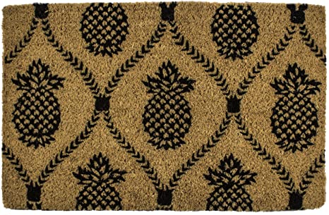 Entryways 9103W Pineapple  Hand-Stenciled, All-Natural Coconut Fiber Coir Doormat 22" X 35" x .75"
