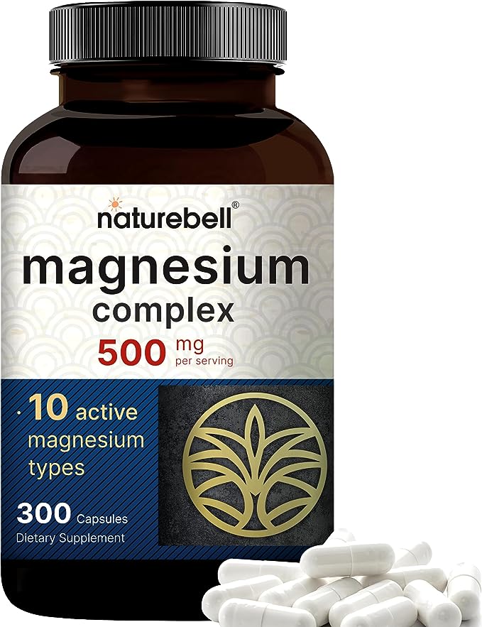 Magnesium Complex Supplement 500mg, 300 Capsules | 10 Active Forms – Glycinate, Citrate, Taurate, Plus More | 100% Chelated & Purified | Bone, Heart, & Muscle Support | Non-GMO