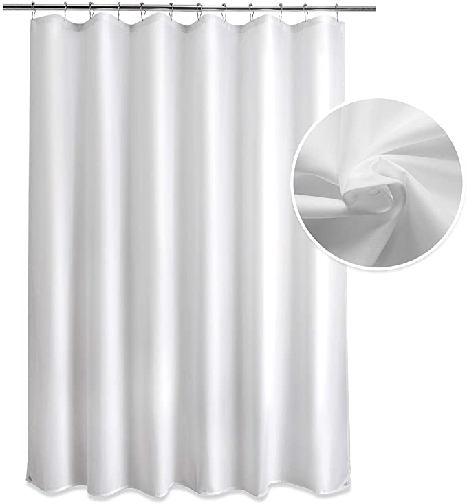 Titanker Shower Curtain, Fabric Shower Curtain Liner with 2 Magnets, Waterproof Polyester Shower Curtains Bathroom 85GSM Shower Curtain Liners, Machine Washable, 70 x 72 Inches, White